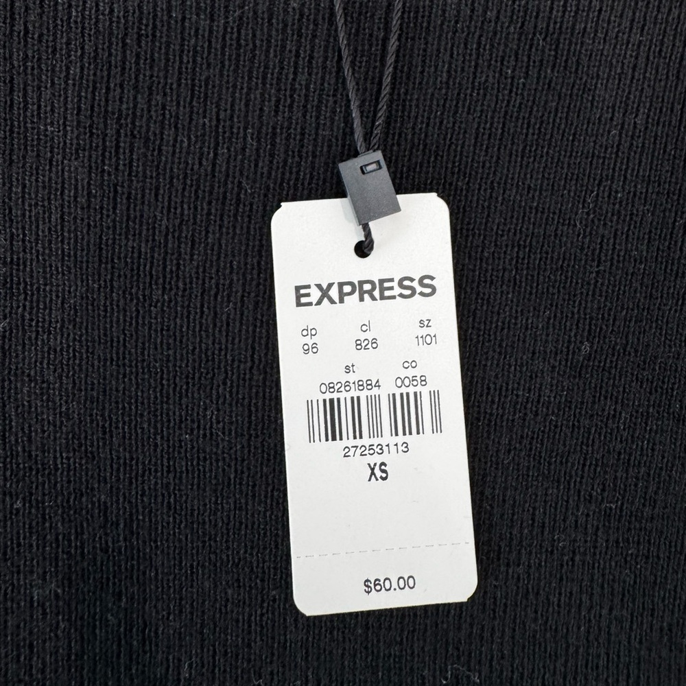NWT!! EXPRESS / XS / RUFFLE SHORT SLEEVE KNIT TOP / BLACK - Picture 4 of 5